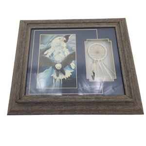 Bald eagle art with dreamcatcher signed by Jody Bergma in framed shadowbox